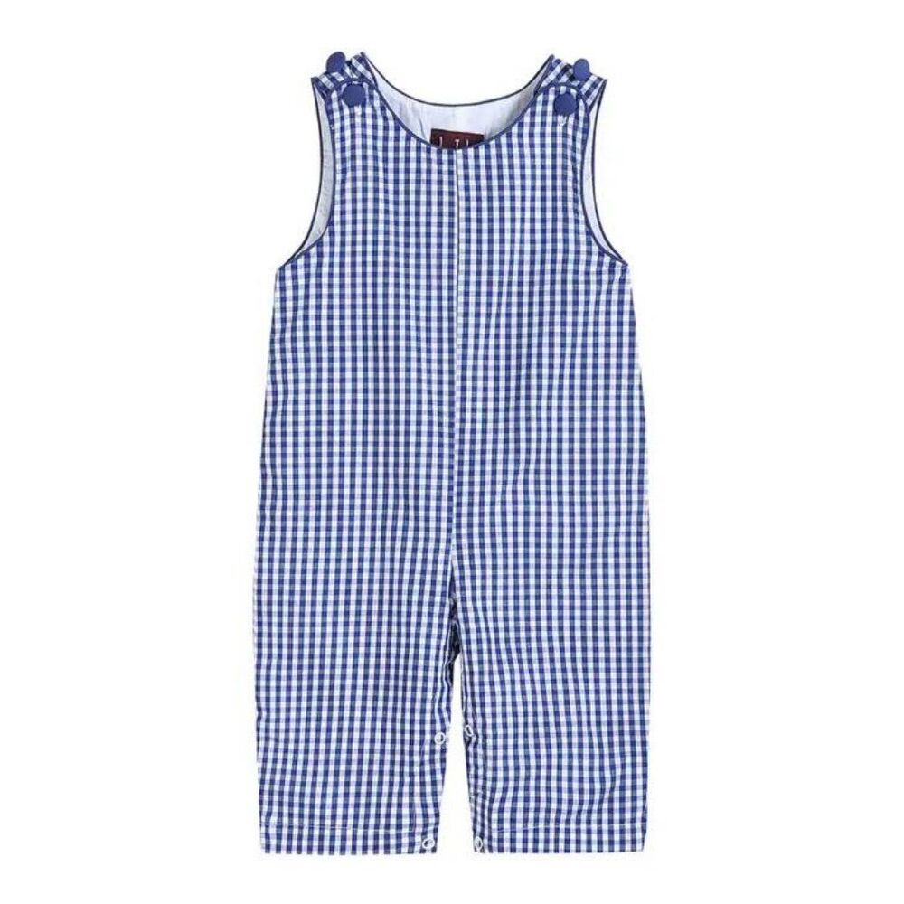 Lil Cactus Dark Blue Cotton Gingham Overalls Jon Jon 18/24 Months